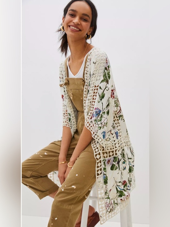 Anthropologie Tops - *New Anthropologie Clea crochet Kimono One Size